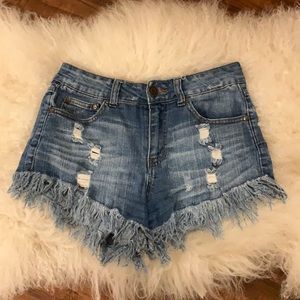 ELAN Fringe Denim Short